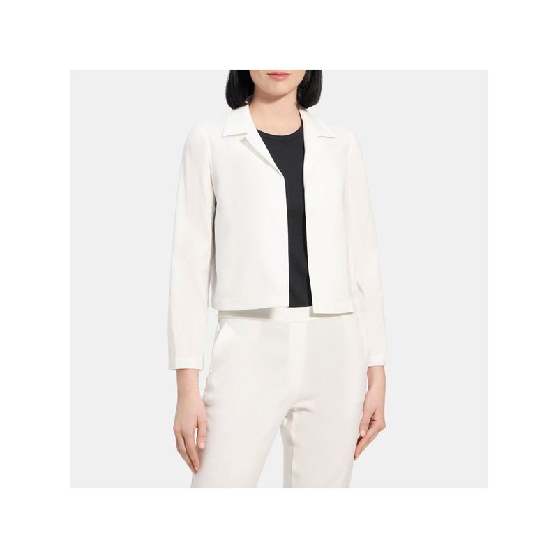 Nwt Theory Womens White Fitted Single Breasted Lined Blazer Jacket 0